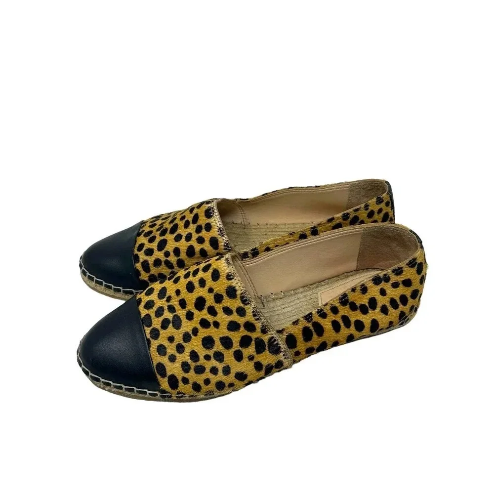 Loeffler‎ Randall Mara Cheetah Leopard Calf Hair Espadrille Flats Size 7.5